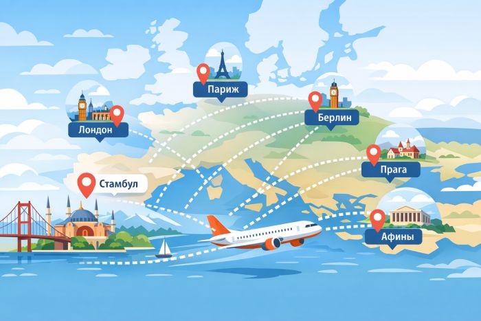 Воздушные маршруты через Европу
